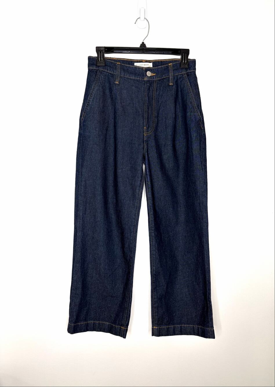 Lucky Brand High Rise Crop Wide Leg Jeans Sz 2/26 Dark wash Chic Classic Preppy